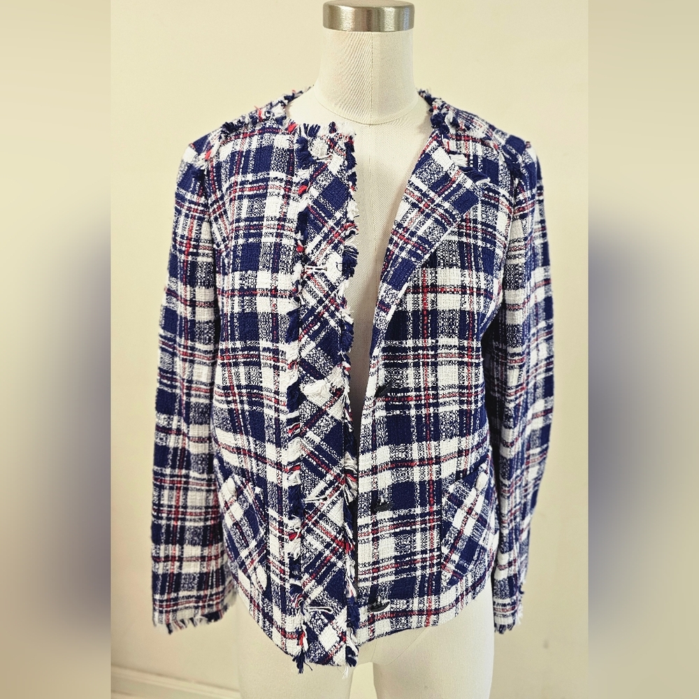 NWT Brooks Brothers Boucle Twees Jacket Blue White Red Size 8